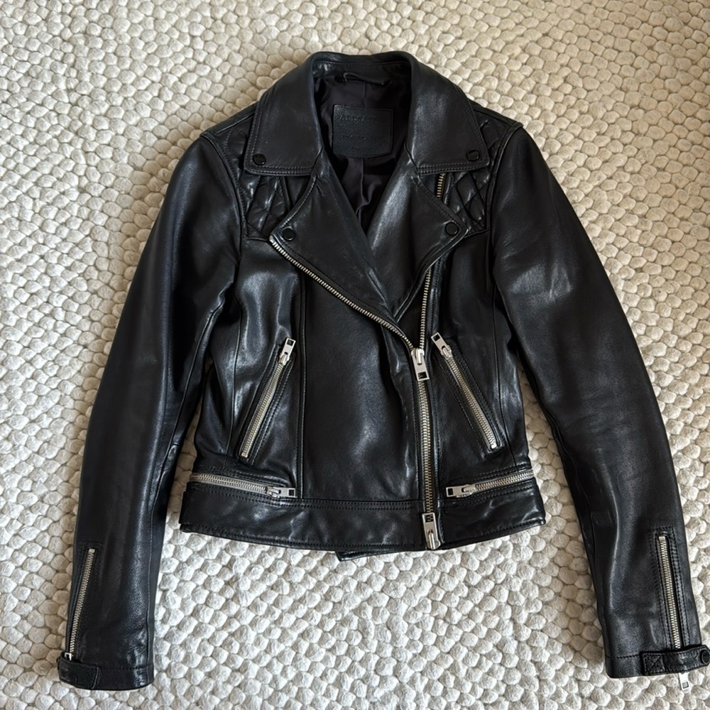 Allsaints Black Leather Jacket US2